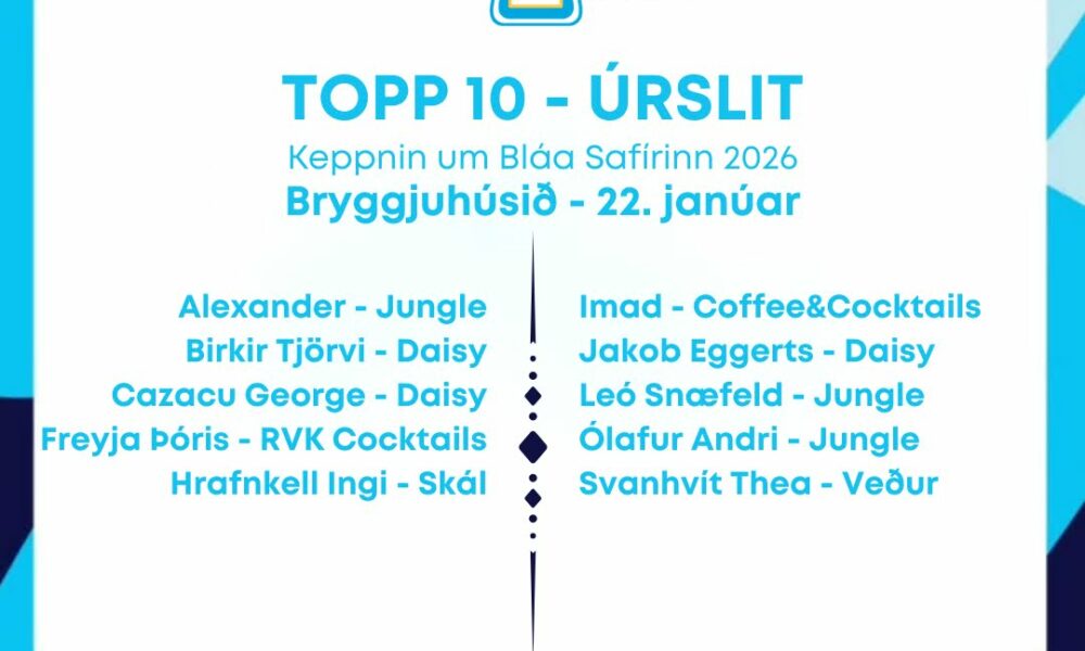 Tíu barþjónar tryggja sér sæti í úrslitum Bláa Safírsins