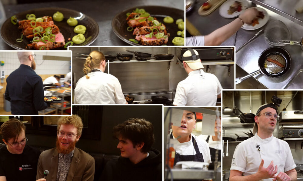 Myndband: Kokkar tóku á móti gestum í sal á meðan þjónar fóru í eldhúsið - Flotið - Múlaberg