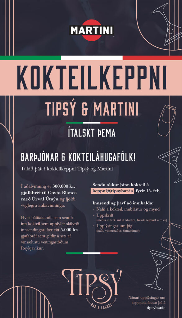 Opið fyrir innsendingar í ítalskri kokteilkeppni Tipsý