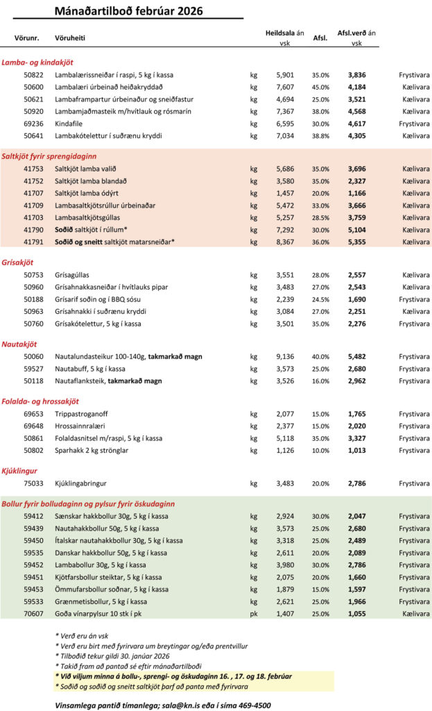 Mánaðartilboð febrúar 2026: kjöt fyrir bolludag, sprengidag og öskudag