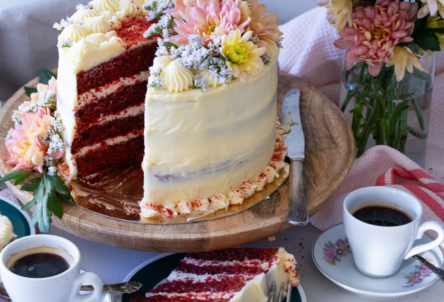 Rómantísk red velvet terta sem slær í gegn á konudaginn