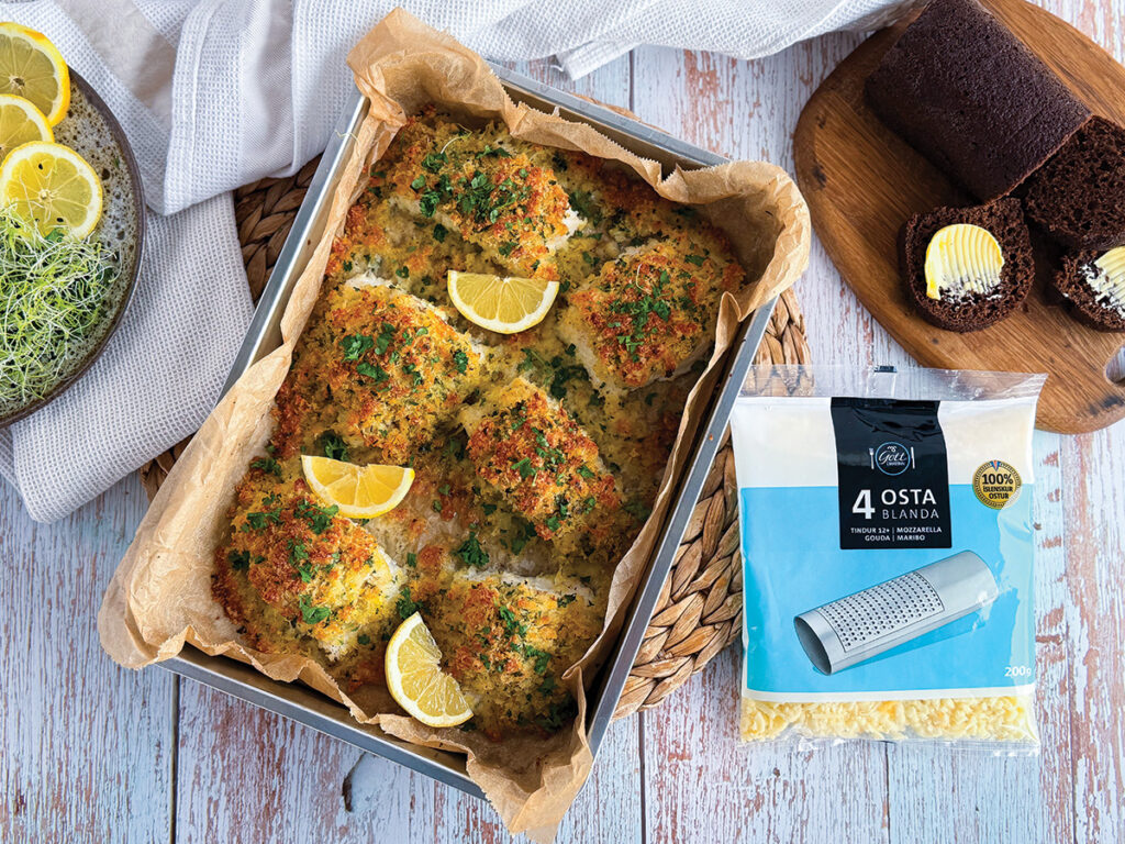 Þorskur í sparifötunum, stökkur ostahjúpur og sítrónukeimur