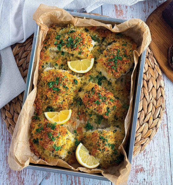 Þorskur í sparifötunum, stökkur ostahjúpur og sítrónukeimur