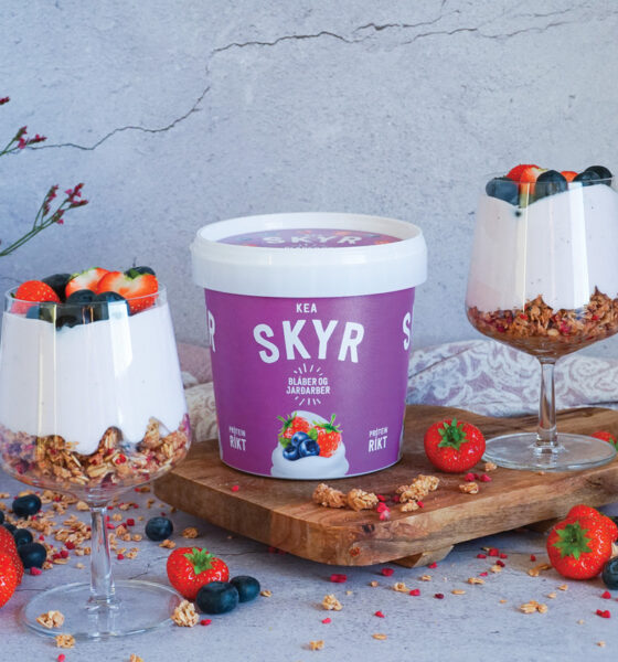 Einföld berjaskyrterta með stökkum granólabotni