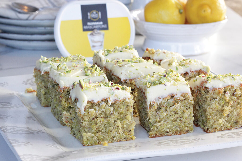 Pistasíu- og sítrónukaka sem bráðnar í munni