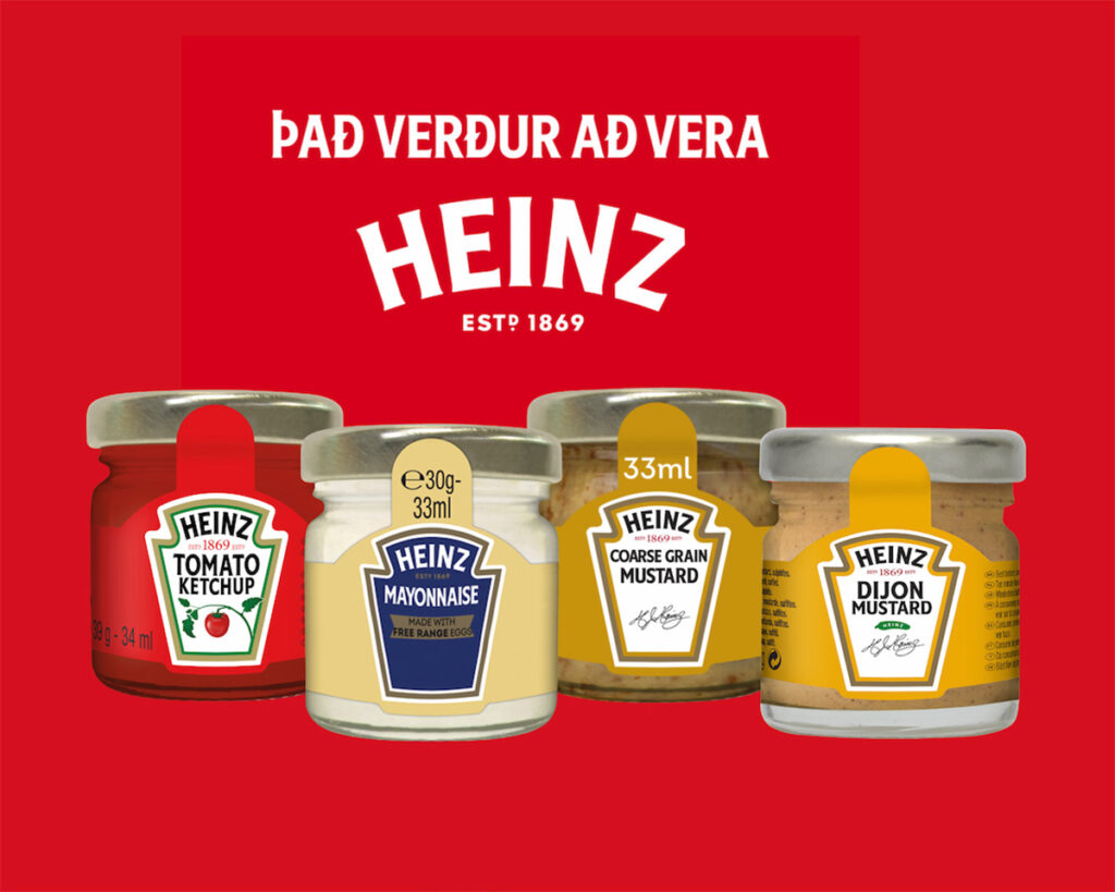 Heinz sósur í 33 ml. Hentugt fyrir hótel, gistiheimili og veitingarekstur