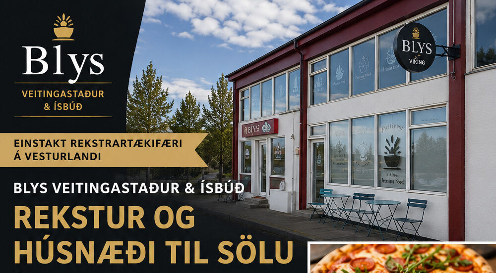 Rekstur og húsnæði til sölu - Blys veitingastaður og ísbúð í Búðardal er kominn á sölu. Um er að ræða fullbúinn veitingastað í eigin húsnæði með rótgrónum rekstri og fjölbreyttum tekjumöguleikum.