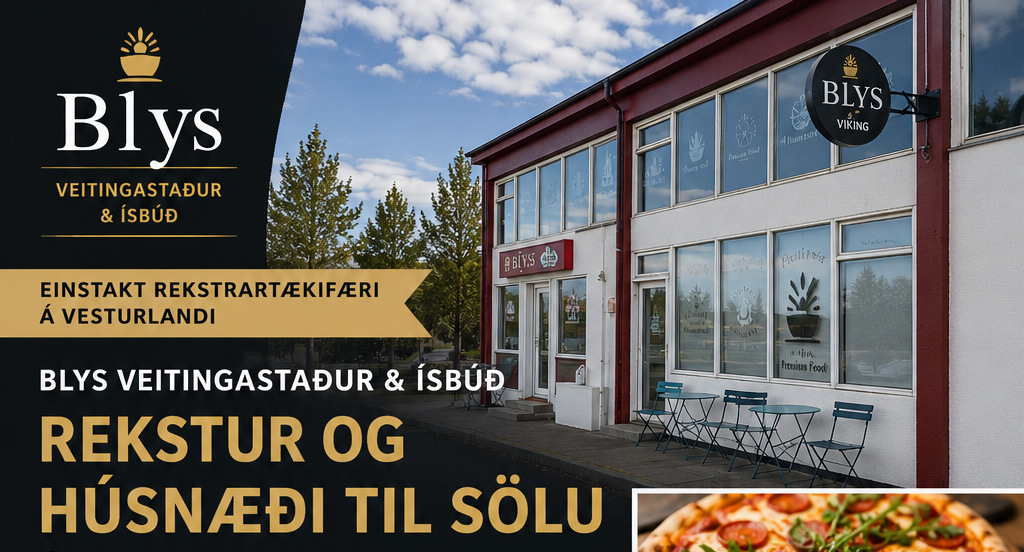 Rekstur og húsnæði til sölu - Blys veitingastaður og ísbúð í Búðardal er kominn á sölu. Um er að ræða fullbúinn veitingastað í eigin húsnæði með rótgrónum rekstri og fjölbreyttum tekjumöguleikum.