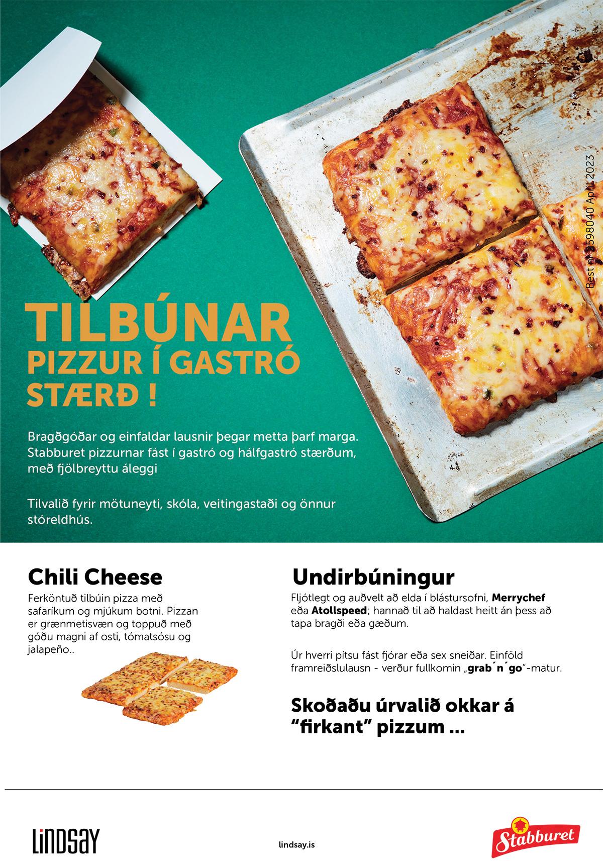 Tilbúnar pizzur í gastróstærð - Lindsay