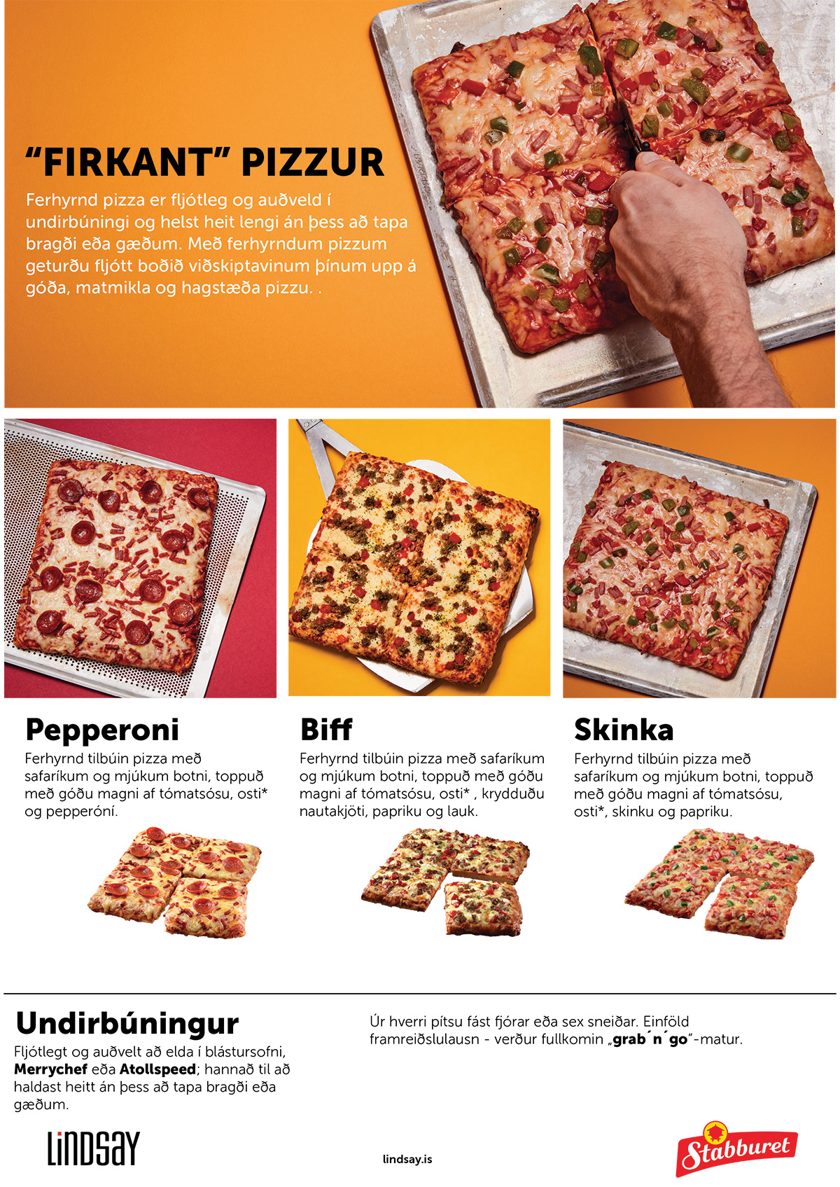 Tilbúnar pizzur í gastróstærð - Lindsay
